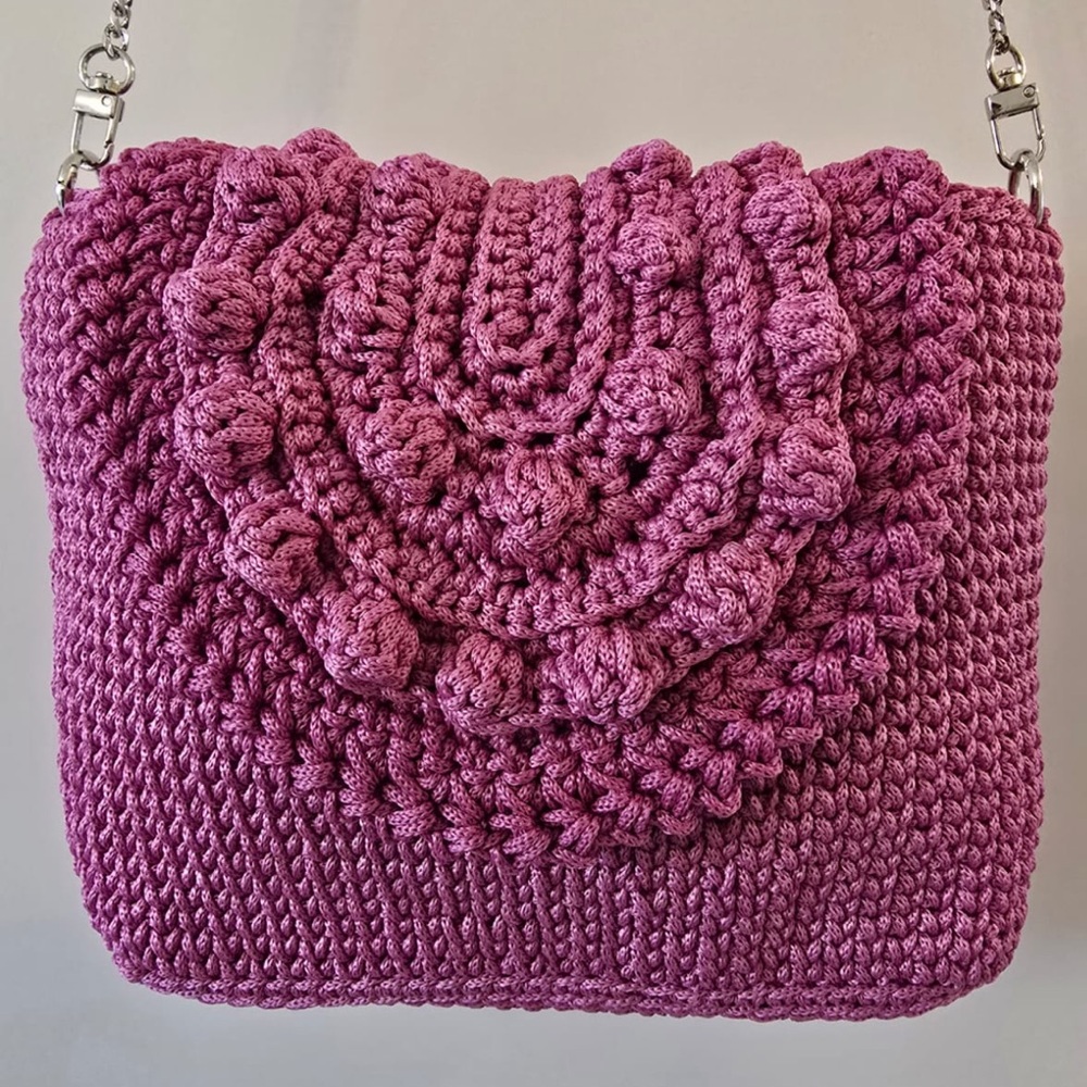 Elegant Purple Crochet Shoulder Bag